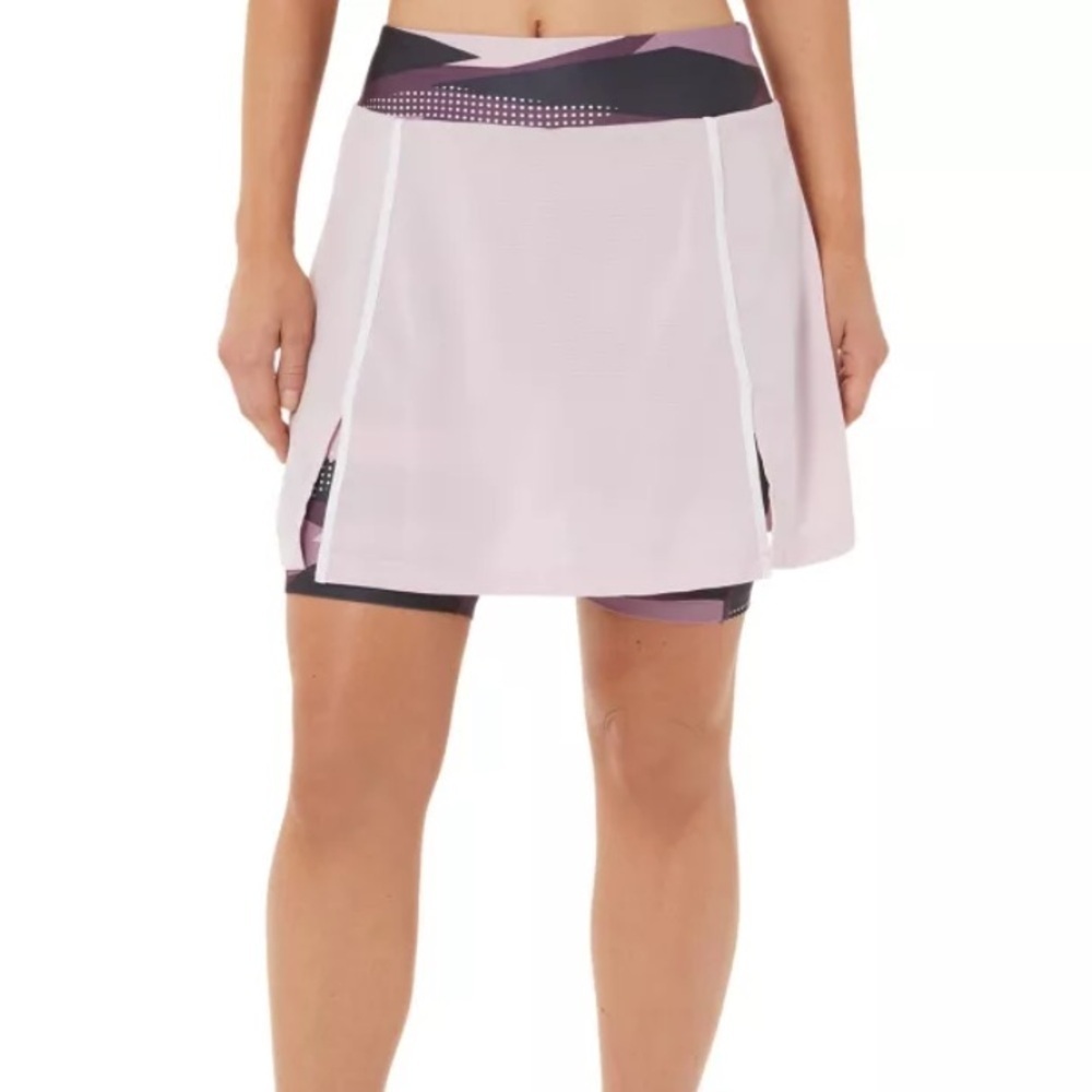 New $55 ASICS Women's New Strong 92 Skort 8”Sz M Brilliant Light Pink/black *R27